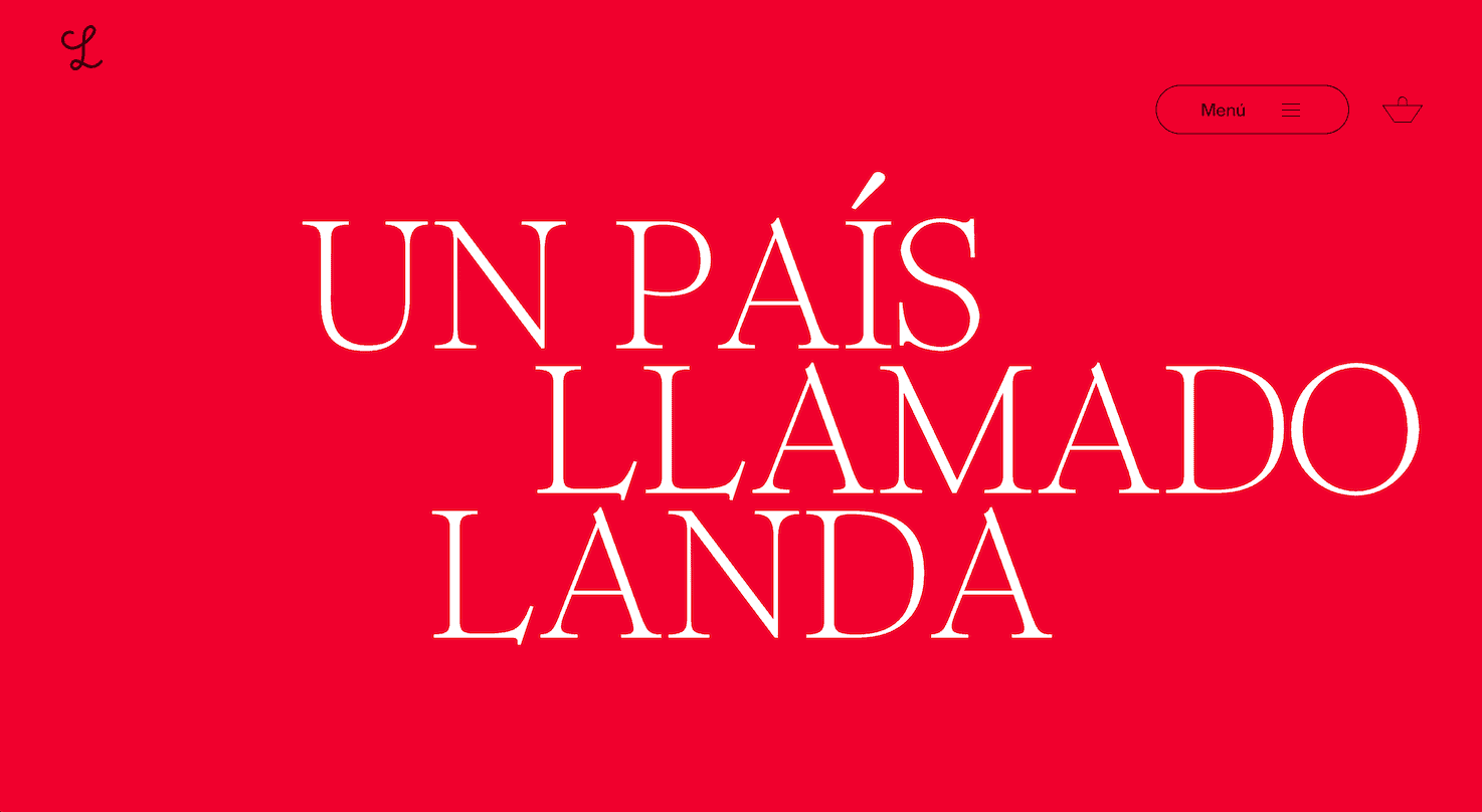 Screenshot of the Landa homepage showcasing effective use of large typography