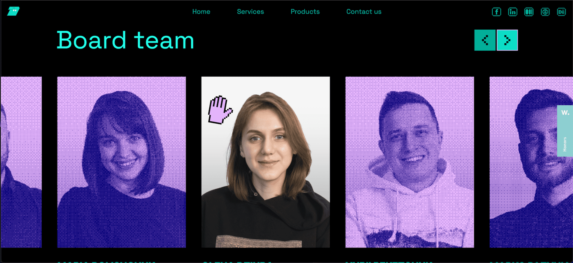  Screen shot of 27 nerds website showing staff profile headshots