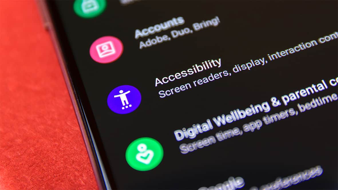  smartphone menu showing the accessibility option