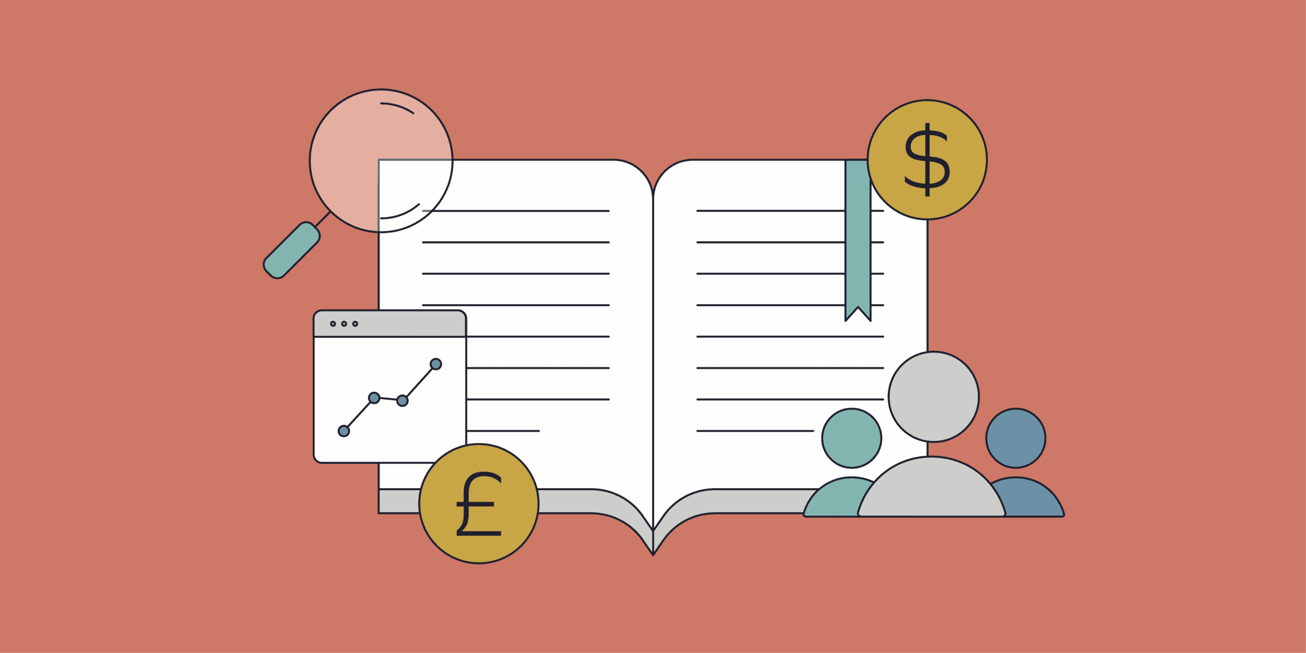  Illustration of a book with icons