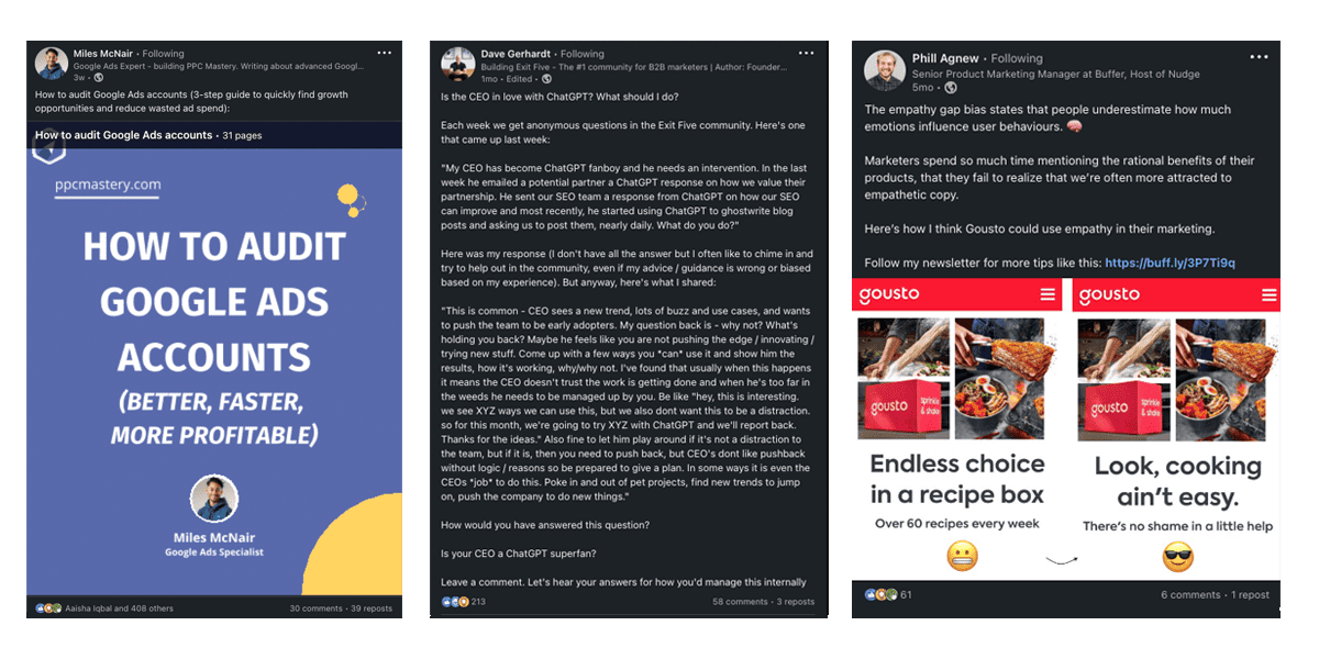 1. The List Post 2. The Conversation Post 3. The Promo Post