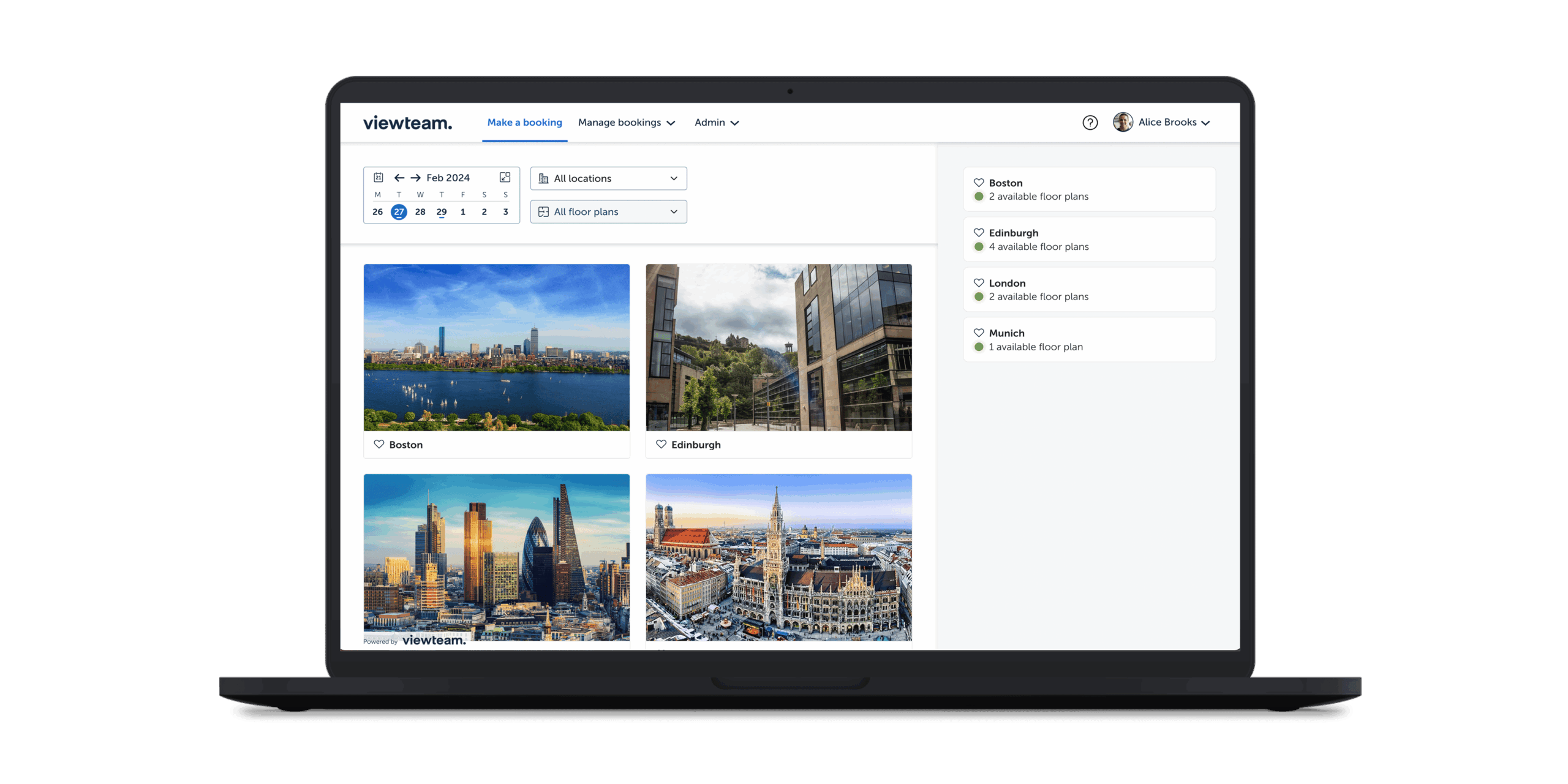 Viewteam page for choosing your office locations