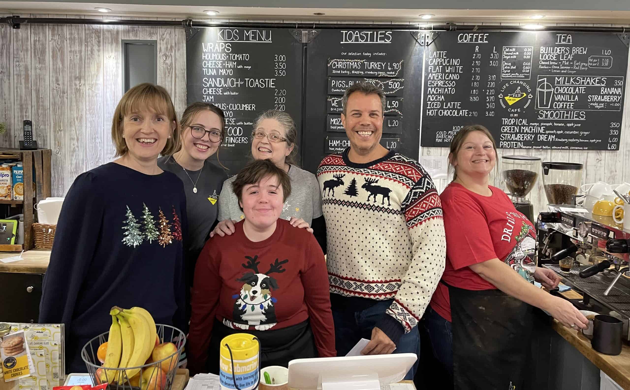 Staff and volunteers at the Yellow Submarine Cafe.